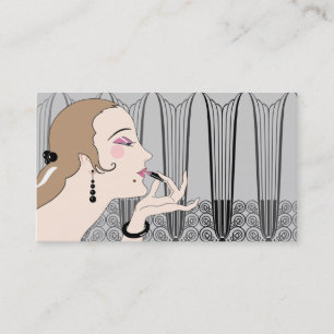 Eve, Art Deco Lady in Grey and Taupe Business Card