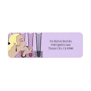 Eve, Art Deco Lady in Lavender and Wine Return Address Label