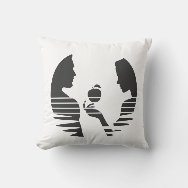 Eve Hands An Apple To Adam, Black Version 1/3 Cushion (Front)