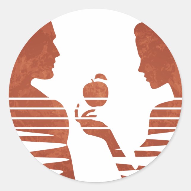 Eve Hands An Apple To Adam, Grunge Version 3/3 Classic Round Sticker (Front)