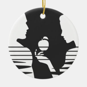 Eve Hands An Apple To Adam, White Version 2/3 Ceramic Ornament