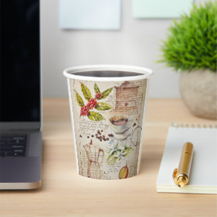 EVE Painted Coffee Botanical Illustration        Paper Cups