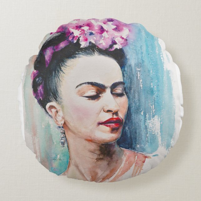 Eve Painted Frida Round Cushion (Front)
