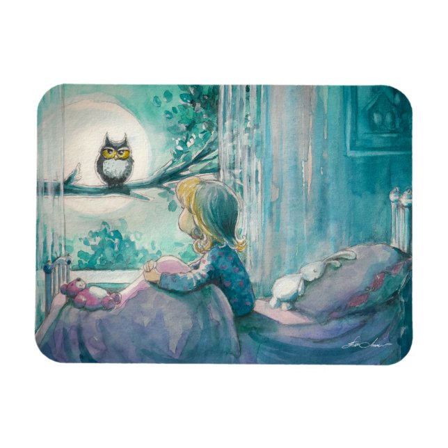 EVE Painted Good Night Owl  Magnet (Horizontal)