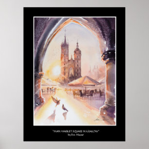 EVE Painted Krakow Old Town  Poster