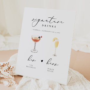 EVELYN Calligraphy Signature Drink Wedding Bar Pedestal Sign
