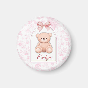 Evelyn Custom Pink Teddy Bear Nursery Design Magnet