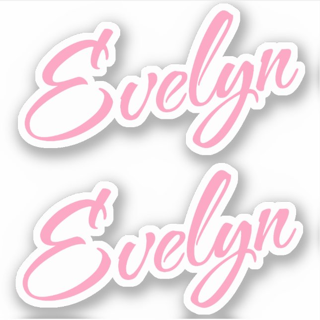 Evelyn Decorative Name in Pink x2 Sticker (Front)