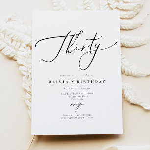 EVELYN Elegant Calligraphy Script 30th Birthday Invitation