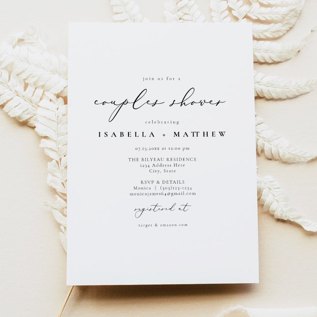 EVELYN Elegant Calligraphy Script Couples Shower Invitation (Creator Uploaded)