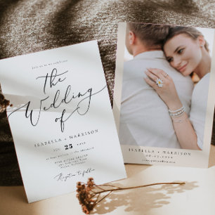 EVELYN Elegant Calligraphy Script Minimal Wedding Invitation