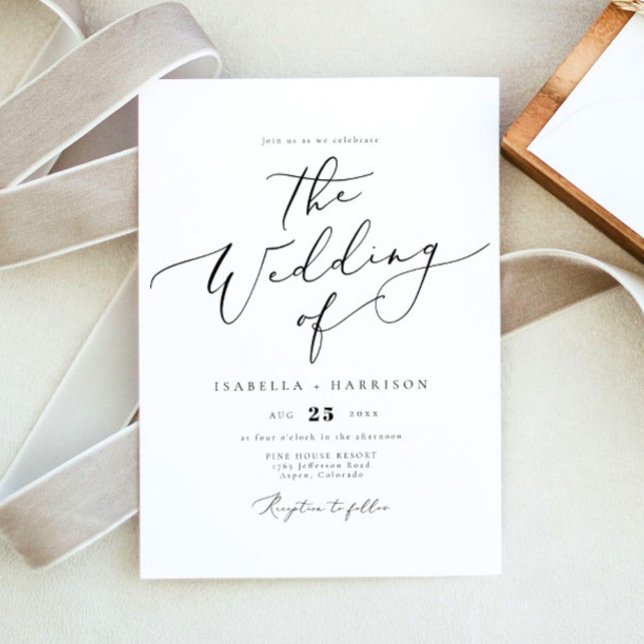EVELYN Elegant Calligraphy Script Minimal Wedding Invitation (Creator Uploaded)