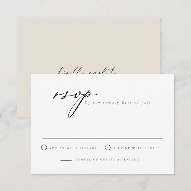 EVELYN Elegant Calligraphy Script Modern RSVP Card (Front/Back)