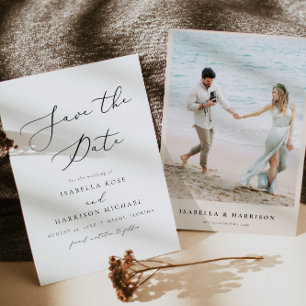 EVELYN Elegant Calligraphy Script Save the Date Invitation