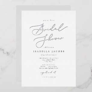EVELYN Elegant Script Simple Silver Bridal Shower 