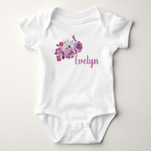 Evelyn Name Floral Custom Vintage Flower Toddler Baby Bodysuit