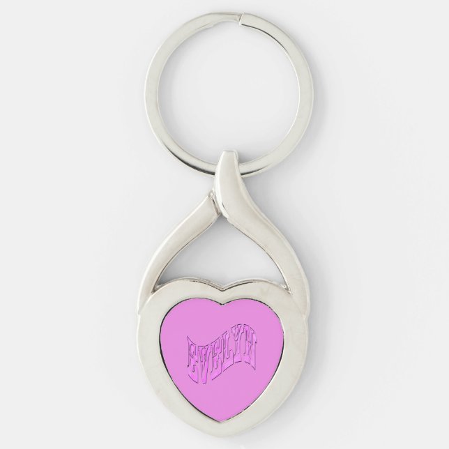 Evelyn Name In Pink, Key Ring (Front)