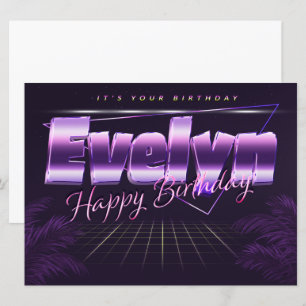Evelyn Name Vorname lila retro Karte Geburtstag Card