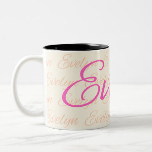 Evelyn Repeating Name Pattern Two-Tone Coffee Mug