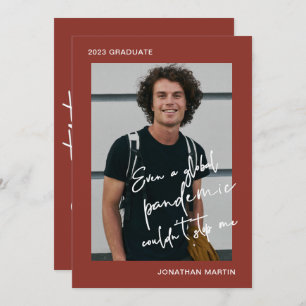 Even a Pandemic One Photo Red Graduation Party Invitation