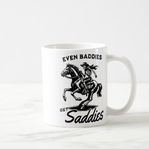 Even Baddies Get Saddies Funny Vintage Skeleton Ri Coffee Mug