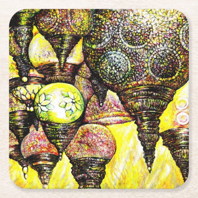 Even Bigger Idea of Colour Square Paper Coaster (Front)