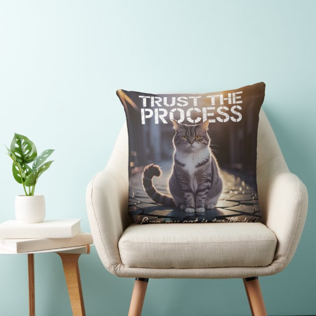 Even My Cat Is Tariffed - Trust The Process Cushion (Chair)