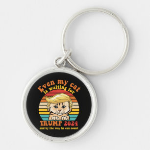 Even My Cat Is Waiting For Trump 2024 Apparel Key Ring