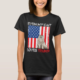 Even My Cat Loves Trump Pro Trump American Flag Re T-Shirt