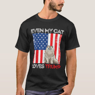 Even My Cat Loves Trump Pro Trump American Flag Re T-Shirt