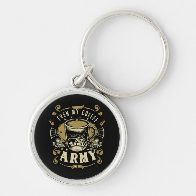 Even My Coffee Is Stronger Than Army Key Ring (Front)