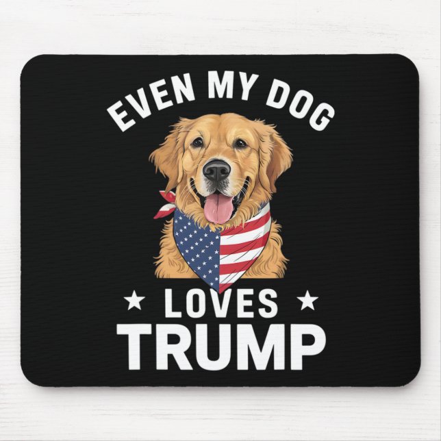 Even My Dog Loves Trump Usa Flag Bandanna  Mouse Pad (Front)