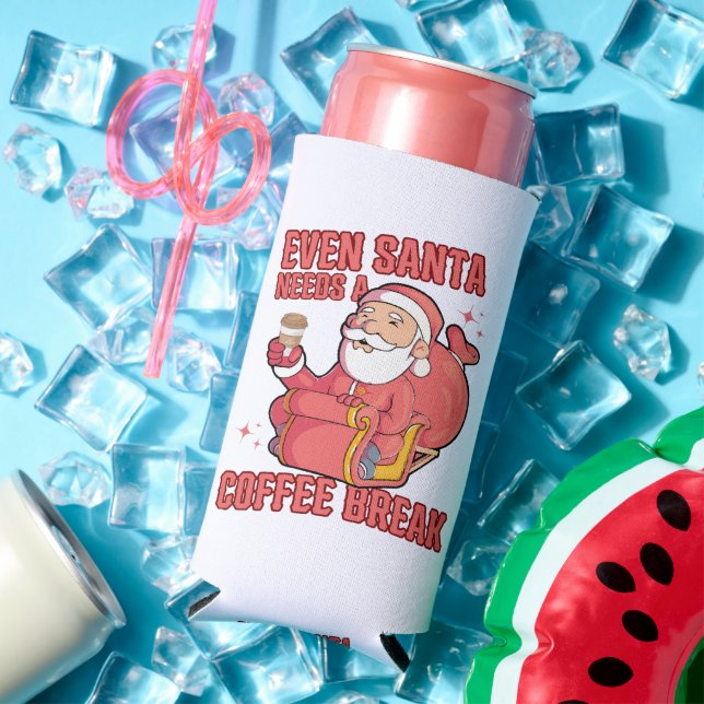 Even Santa Needs A Coffee Break Seltzer Can Cooler (In Situ Summer)