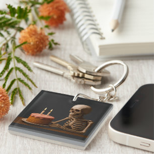 Even Skeletons Deserve a Birthday Slice Key Ring
