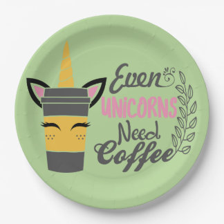 Even Unicorns Need Coffee Party Paper Plate