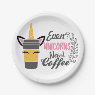 Even Unicorns Need Coffee Party Paper Plate