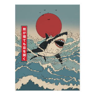 Even when a shark sleeps it keeps its eyes open poster