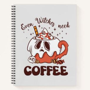 Even Witches Need Coffee – Cute Ghost Notebook
