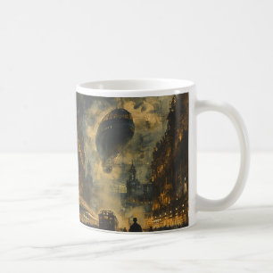 Evening Arrival – A Steampunk Street Scene Coffee Mug