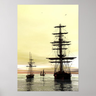 'Evening at Anchor' Poster