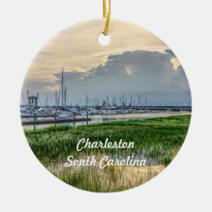 Evening At Charleston Harbor Ceramic Ornament
