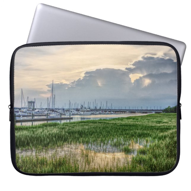 Evening At Charleston Harbour Laptop Sleeve (Front)