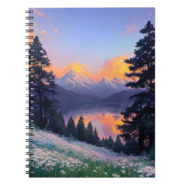 Evening at the Hidden Mountain Lake Notebook (Front)