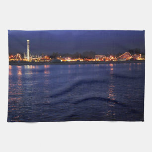 Evening at the Santa Cruz Boardwalk Tea Towel