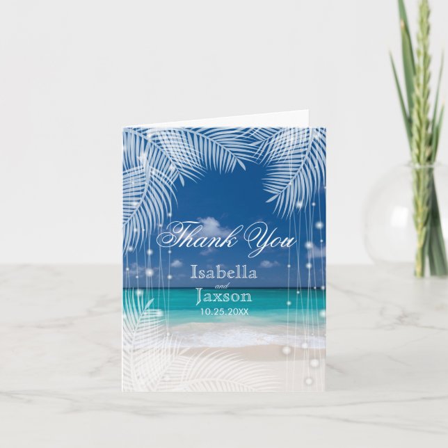 Evening Beach Wedding  - Thank You Card (Front)