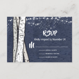 Evening Birch Tree Wedding twinkle lights RSVP