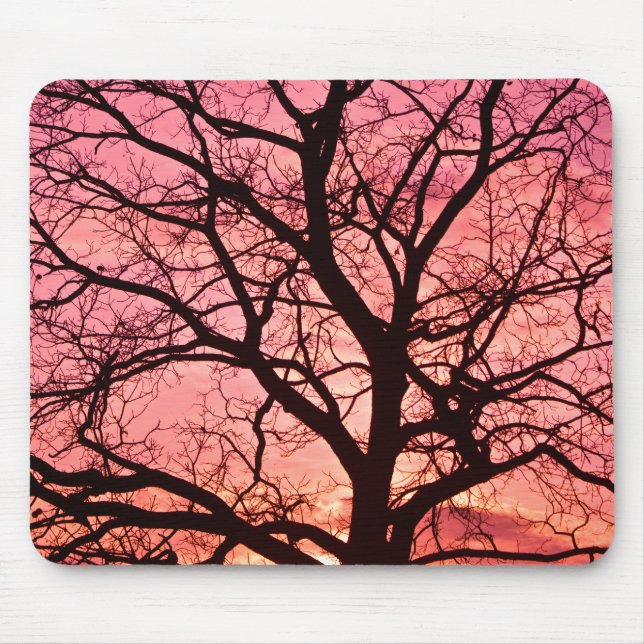 Evening Blush Tree Silhouette Mouse Pad (Front)