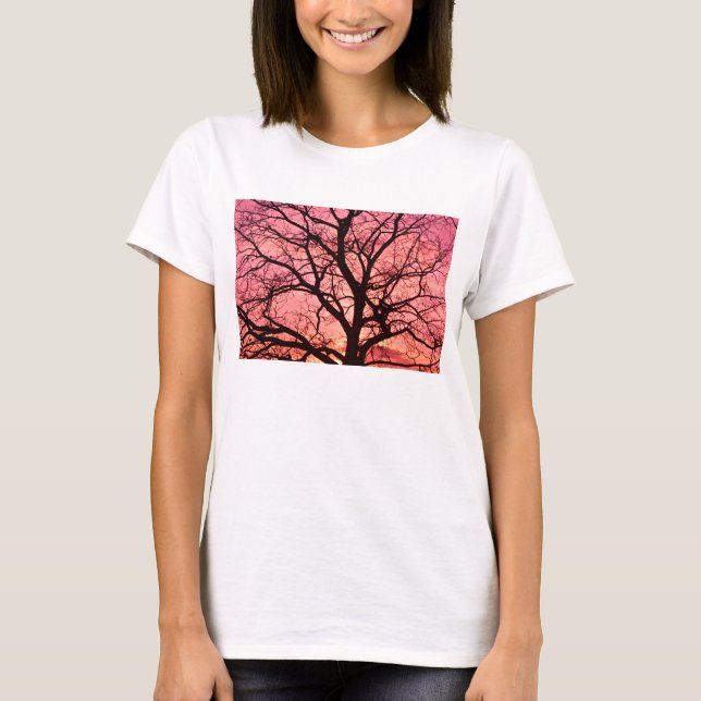 Evening Blush Tree Silhouette T-Shirt (Front)