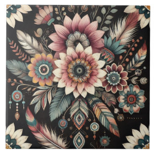 Evening Boho Blooms Ceramic Tile