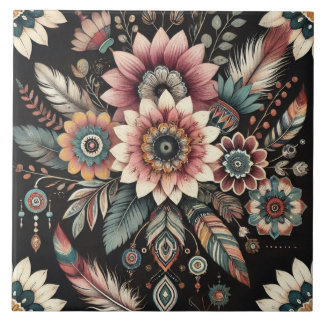 Evening Boho Blooms Ceramic Tile
